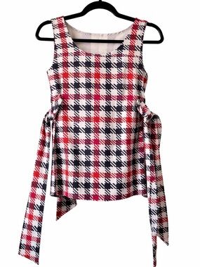 RED Valentino Houndstooth Side Tie Top Size 2 Sleeveless Designer Blouse